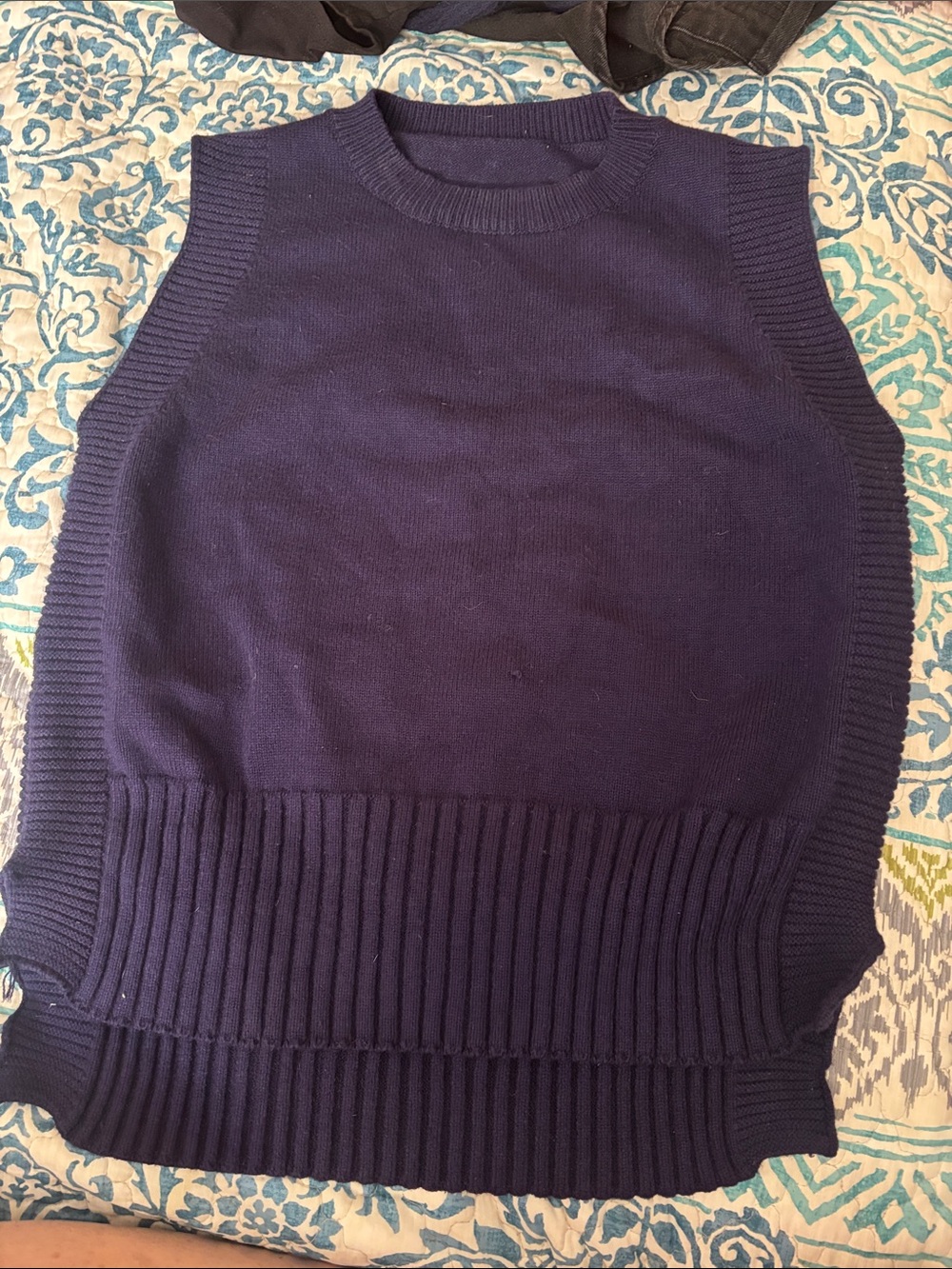 Sleeveless Knit Sweater Vest - Navy